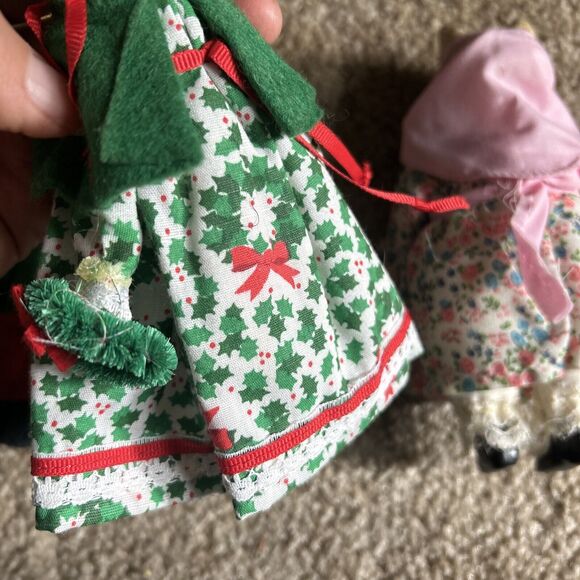 Vintage 1960s/70s 6" Porcelain Felt Ornaments Lot Of 3 - Handmade? - Picture 9 of 11